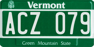 VT license plate ACZ079