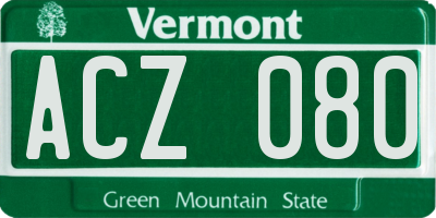 VT license plate ACZ080