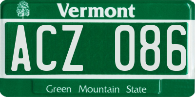 VT license plate ACZ086