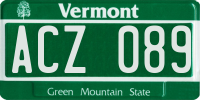 VT license plate ACZ089