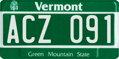 VT license plate ACZ091
