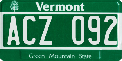 VT license plate ACZ092