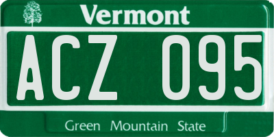 VT license plate ACZ095