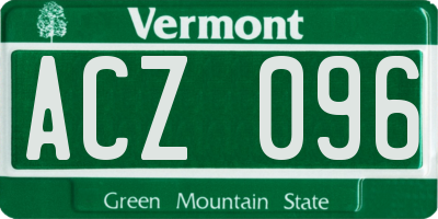 VT license plate ACZ096