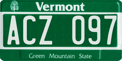 VT license plate ACZ097