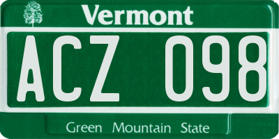 VT license plate ACZ098