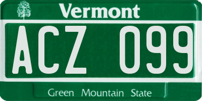 VT license plate ACZ099