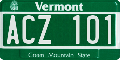 VT license plate ACZ101