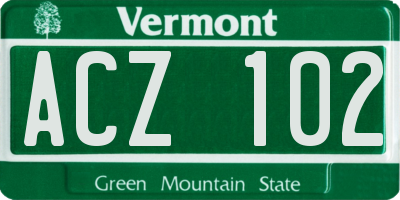 VT license plate ACZ102