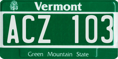 VT license plate ACZ103
