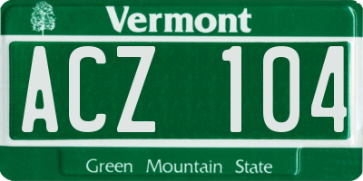VT license plate ACZ104