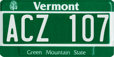 VT license plate ACZ107