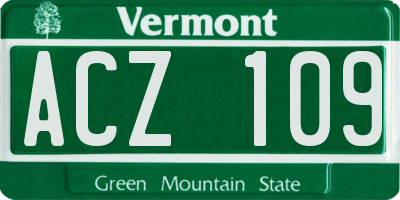 VT license plate ACZ109