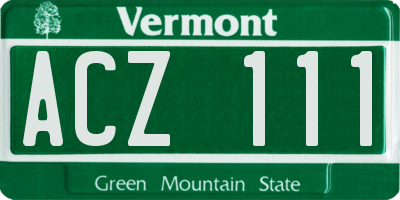 VT license plate ACZ111