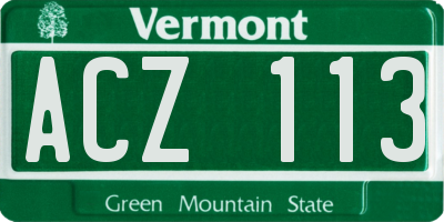 VT license plate ACZ113