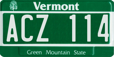 VT license plate ACZ114