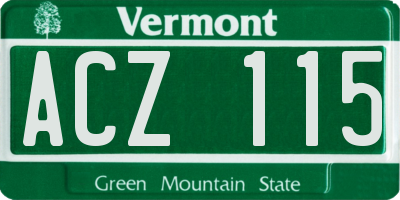 VT license plate ACZ115