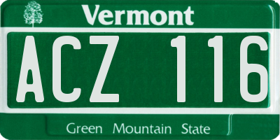 VT license plate ACZ116