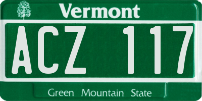VT license plate ACZ117
