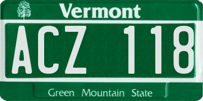 VT license plate ACZ118