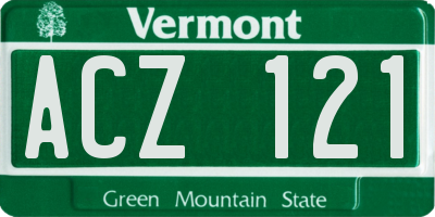 VT license plate ACZ121