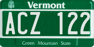 VT license plate ACZ122