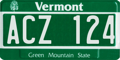 VT license plate ACZ124
