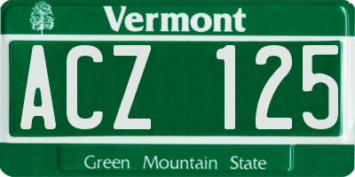 VT license plate ACZ125