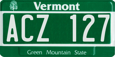VT license plate ACZ127