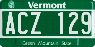 VT license plate ACZ129