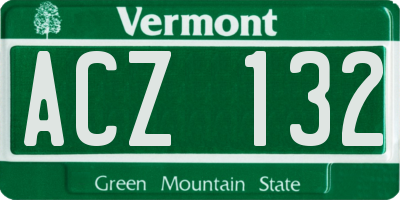 VT license plate ACZ132