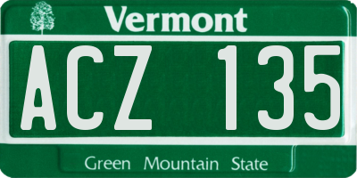 VT license plate ACZ135