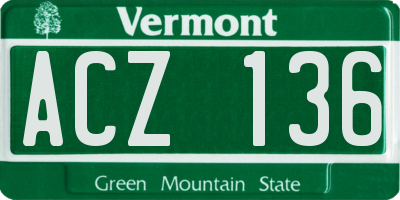 VT license plate ACZ136