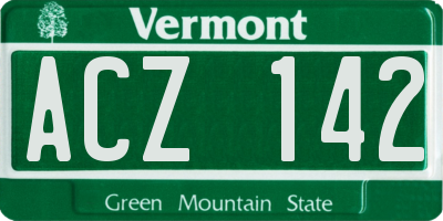 VT license plate ACZ142