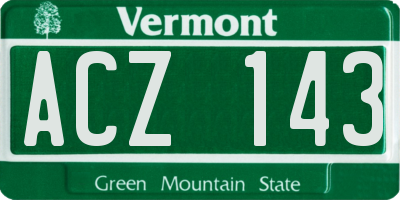 VT license plate ACZ143