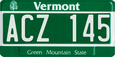 VT license plate ACZ145
