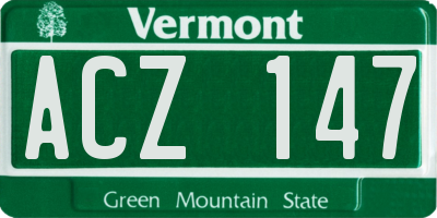VT license plate ACZ147