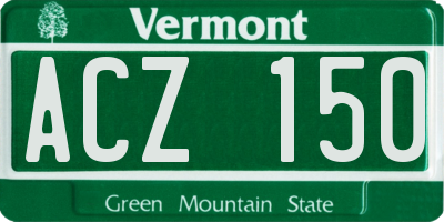 VT license plate ACZ150
