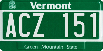 VT license plate ACZ151