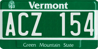 VT license plate ACZ154
