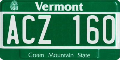 VT license plate ACZ160