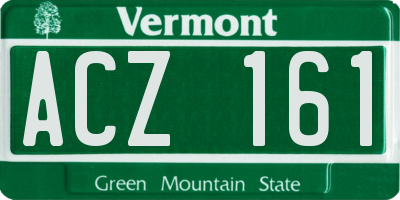 VT license plate ACZ161