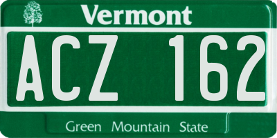 VT license plate ACZ162
