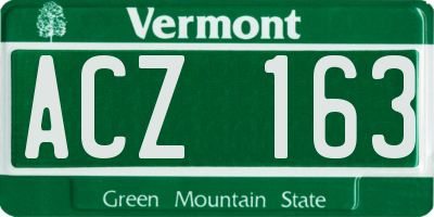 VT license plate ACZ163