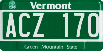 VT license plate ACZ170