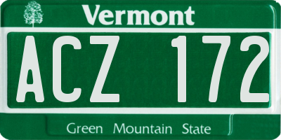 VT license plate ACZ172