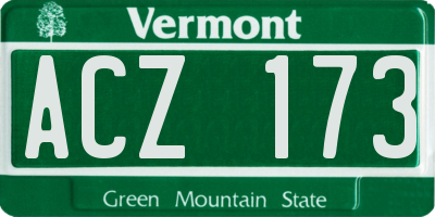 VT license plate ACZ173