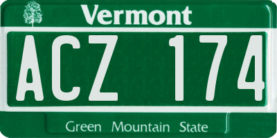 VT license plate ACZ174