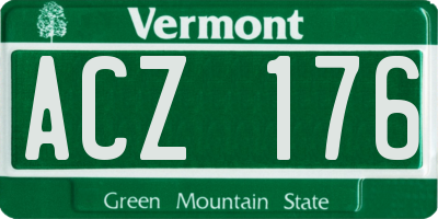 VT license plate ACZ176