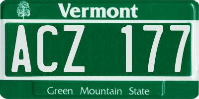 VT license plate ACZ177